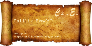 Csillik Ernő névjegykártya